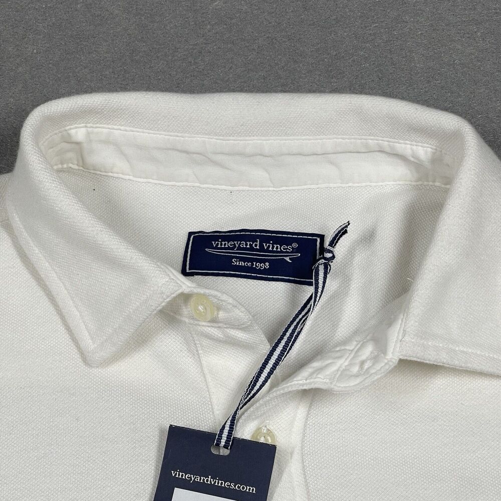 Vineyard Vines Shirt Mens Small White Surfside Pique Shirt Long Sleeve Button Up - Picture 2 of 13